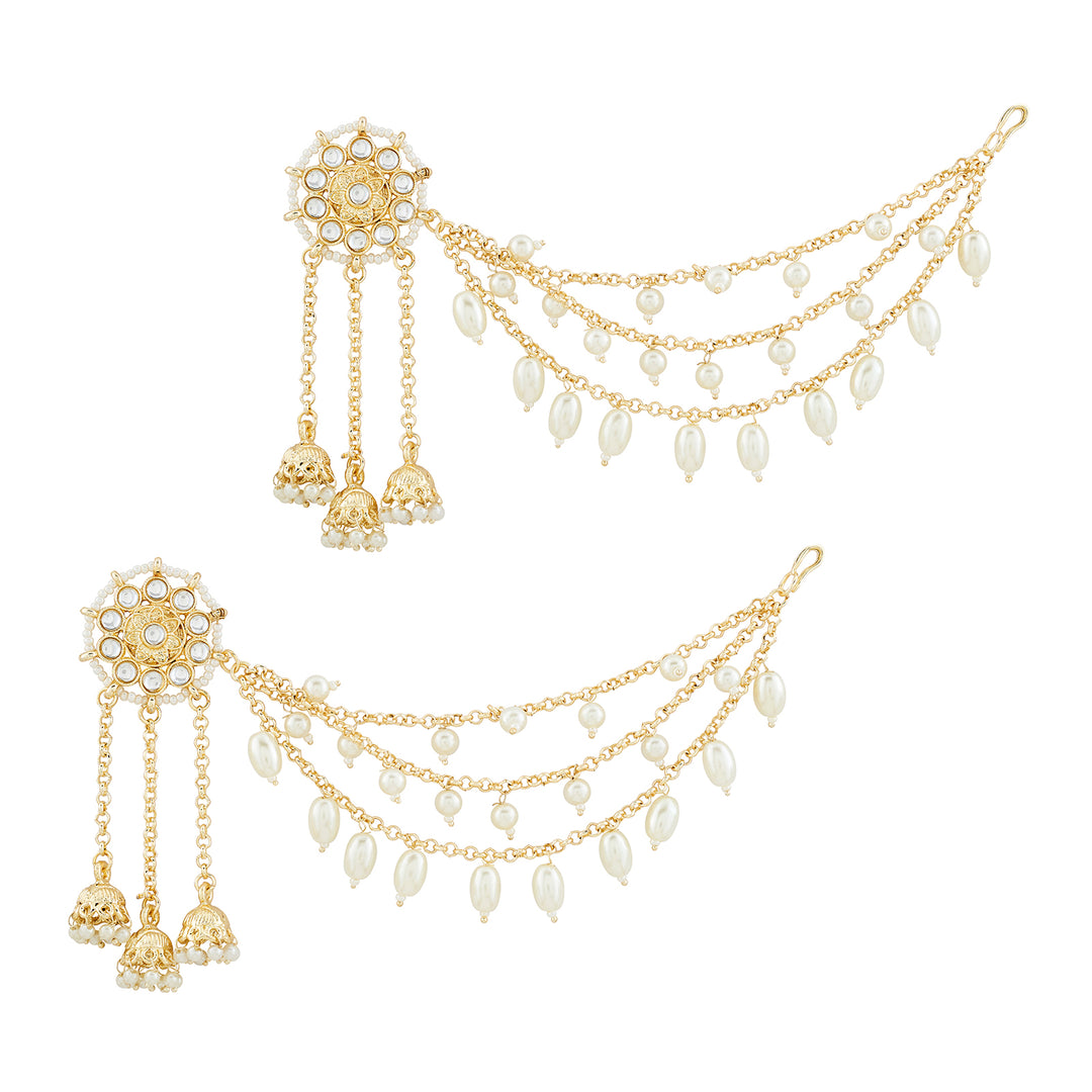 Teejh Manjiri Gold Polki Kanchain Earrings