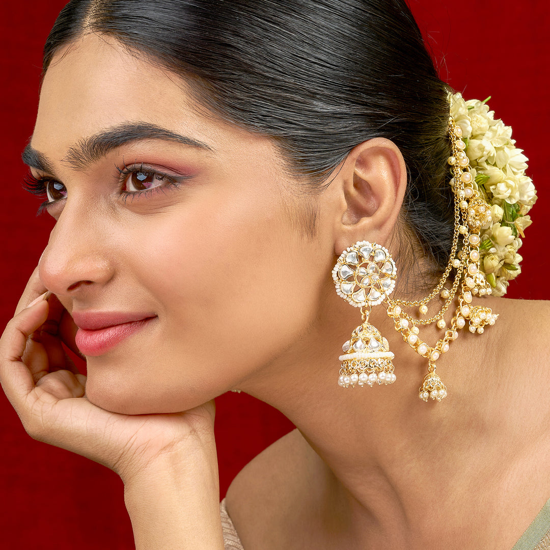 Teejh Sumana Gold Polki Kanchain Earrings