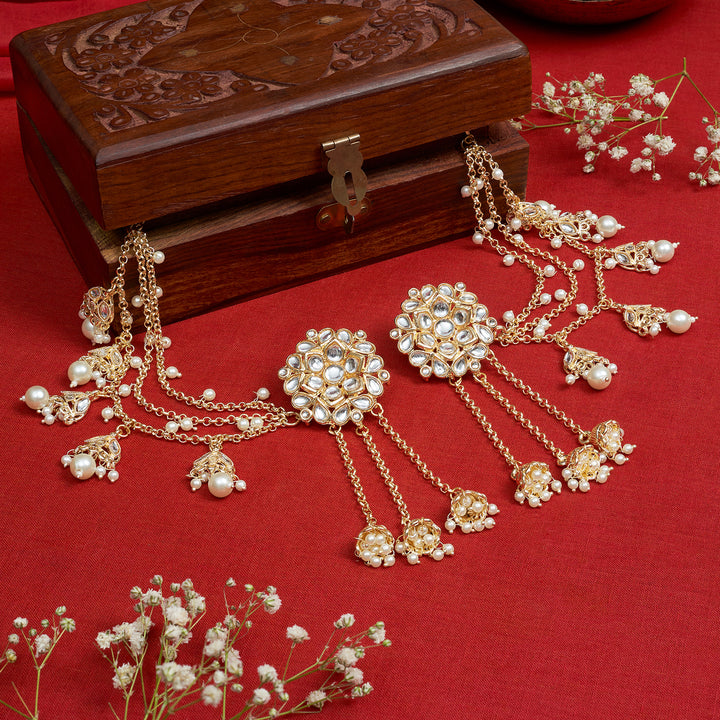 Teejh Gulabini Gold Polki Kanchain Earrings