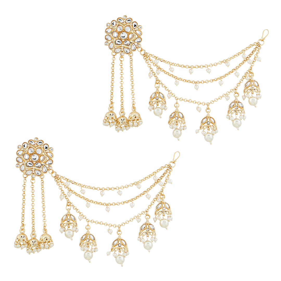 Teejh Gulabini Gold Polki Kanchain Earrings