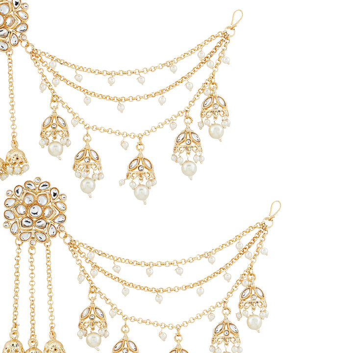 Teejh Gulabini Gold Polki Kanchain Earrings