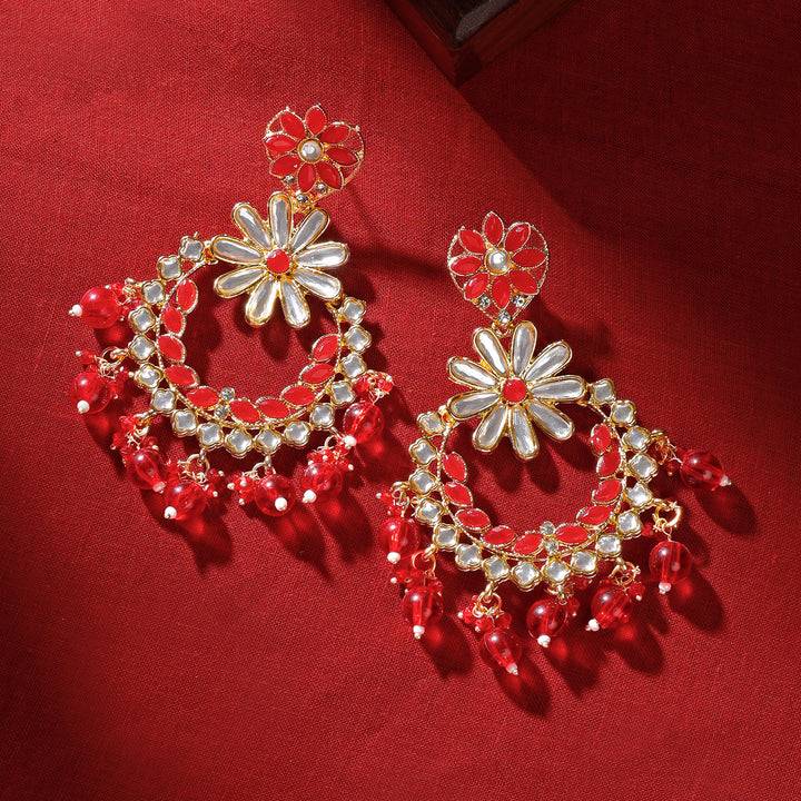 Teejh Morena Red Gold Chandbali Earrings