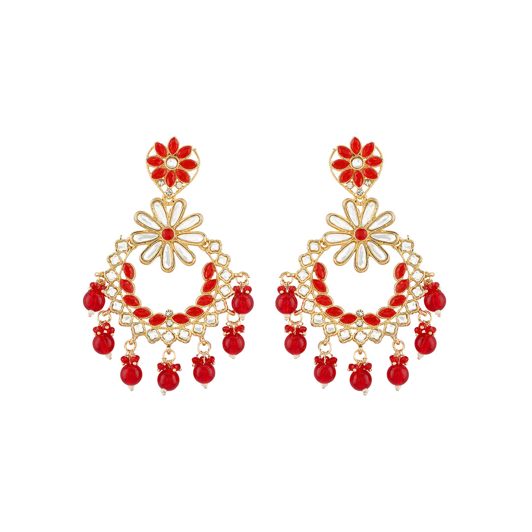 Teejh Morena Red Gold Chandbali Earrings
