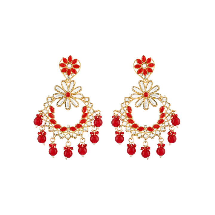 Teejh Morena Red Gold Chandbali Earrings