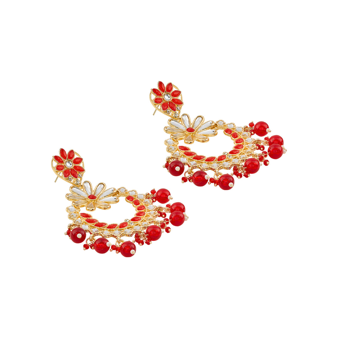 Teejh Morena Red Gold Chandbali Earrings