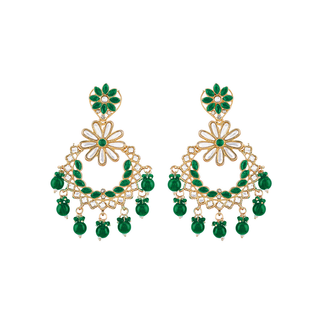 Teejh Morena Green Gold Chandbali Earrings