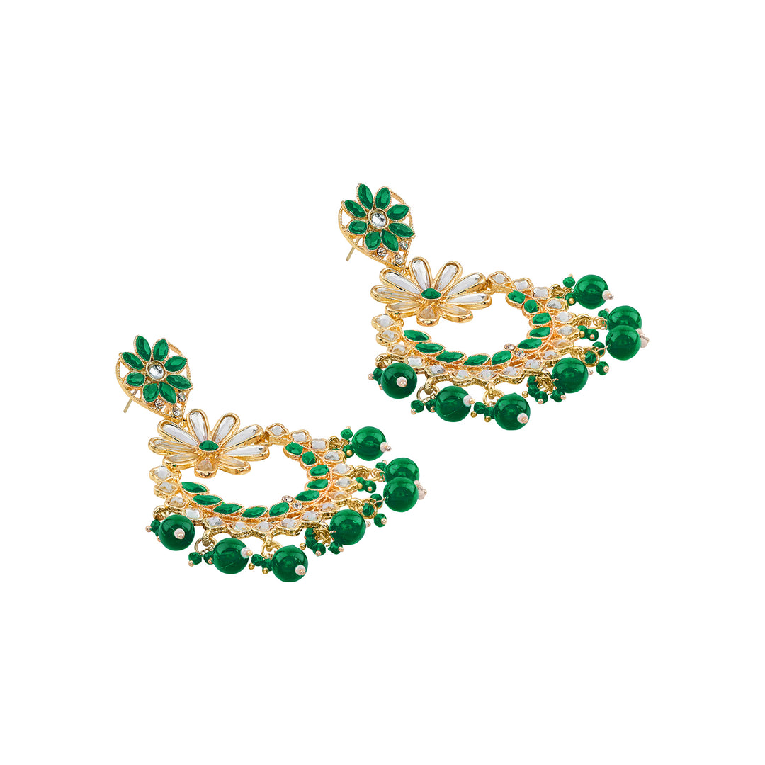 Teejh Morena Green Gold Chandbali Earrings