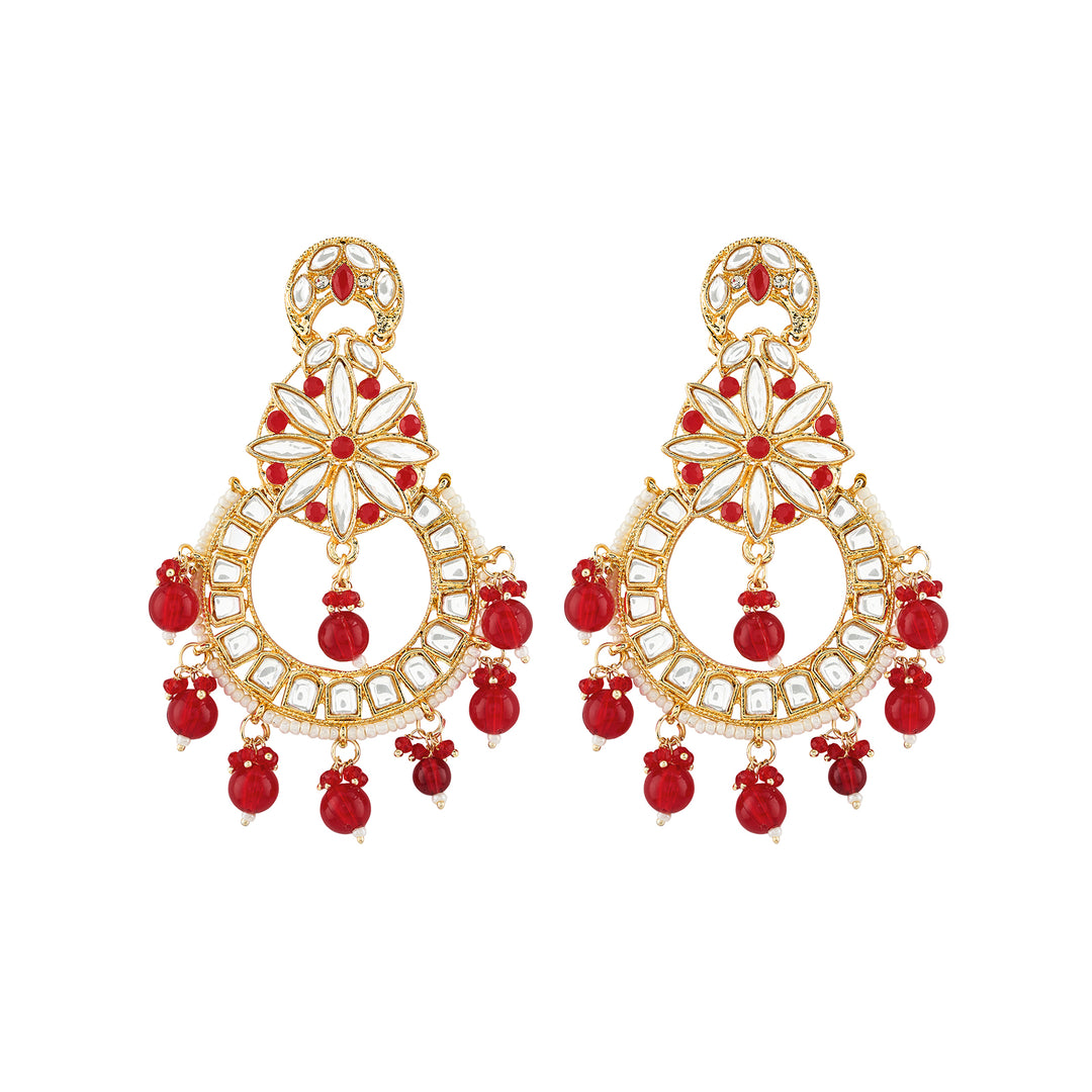 Teejh Zuri Red Gold Chandbali Earrings
