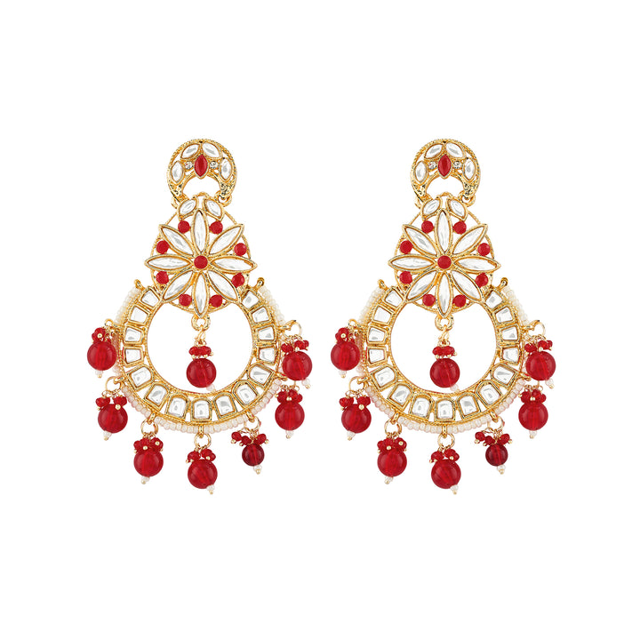 Teejh Zuri Red Gold Chandbali Earrings