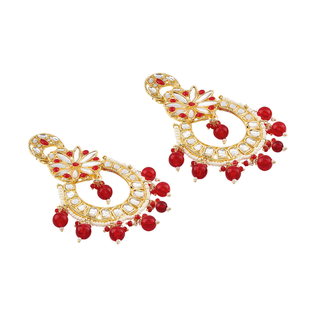 Teejh Zuri Red Gold Chandbali Earrings