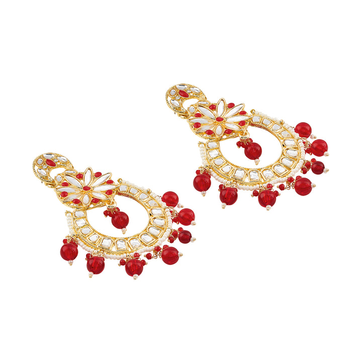 Teejh Zuri Red Gold Chandbali Earrings