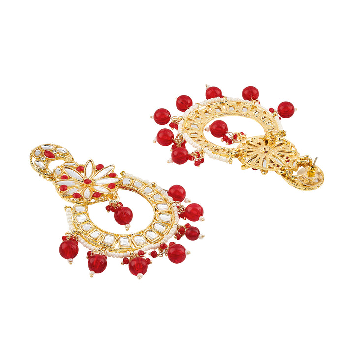 Teejh Zuri Red Gold Chandbali Earrings