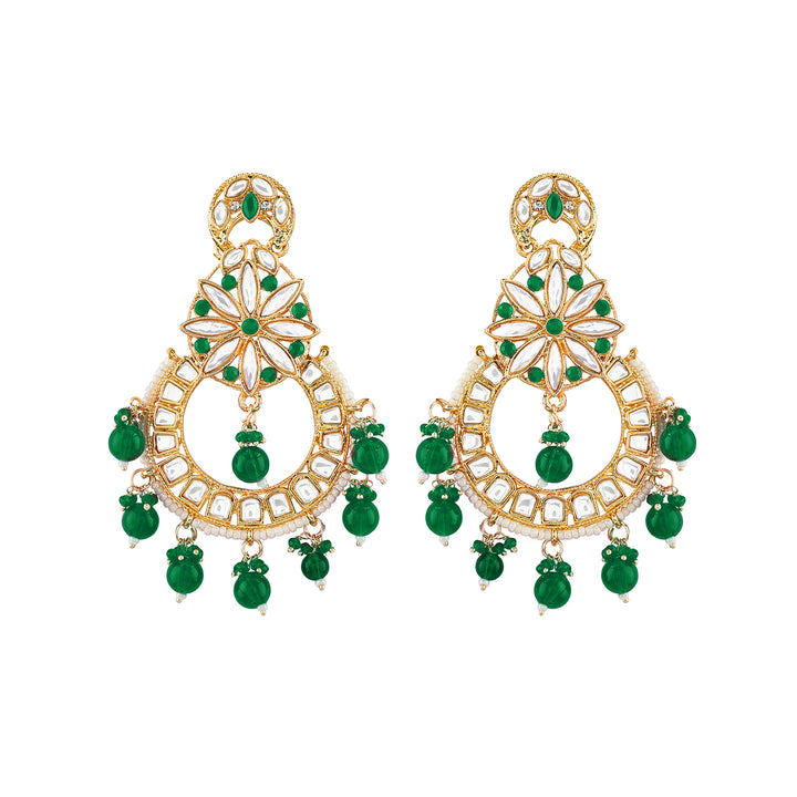 Teejh Zuri Green Gold Chandbali Earrings