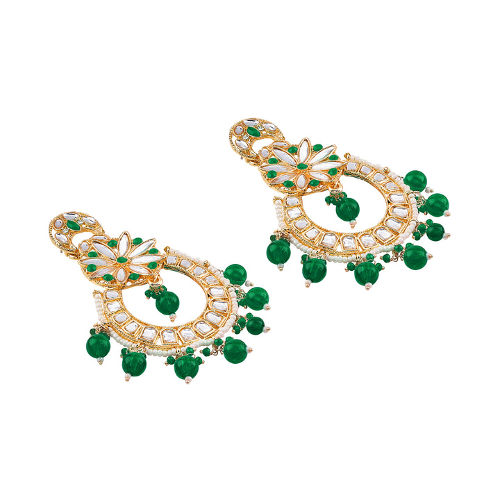 Teejh Zuri Green Gold Chandbali Earrings
