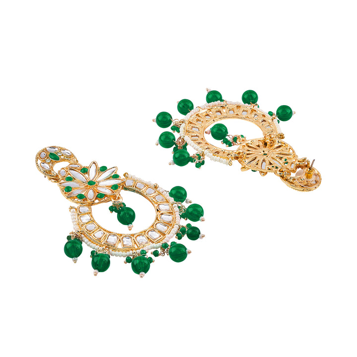 Teejh Zuri Green Gold Chandbali Earrings