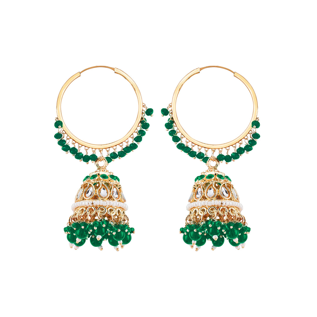 Teejh Raha Green Gold Jhumki Earrings