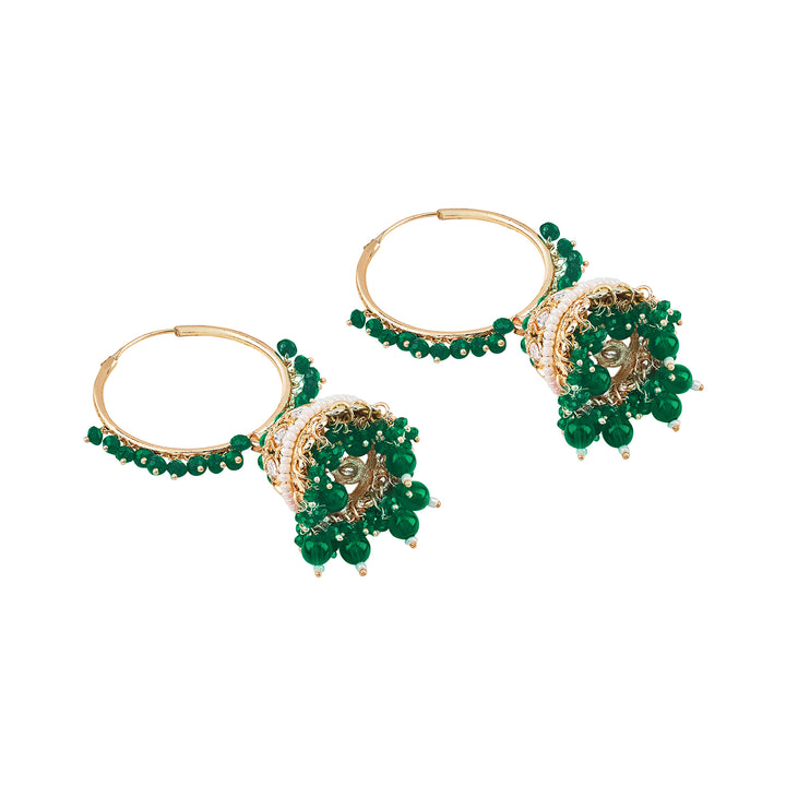 Teejh Raha Green Gold Jhumki Earrings