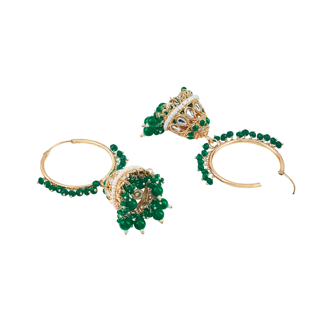 Teejh Raha Green Gold Jhumki Earrings