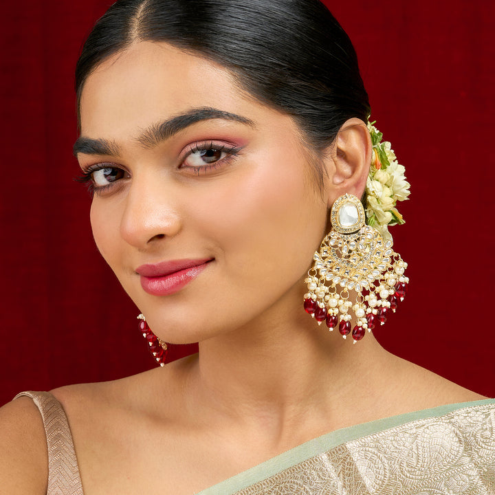 Teejh Aviva Maroon and Gold Earrings