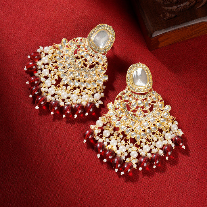 Teejh Aviva Maroon and Gold Earrings