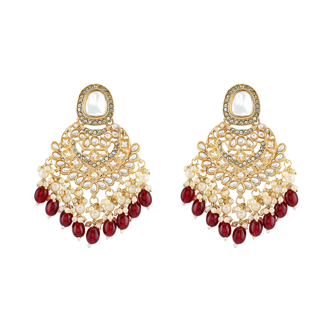 Teejh Aviva Maroon and Gold Earrings