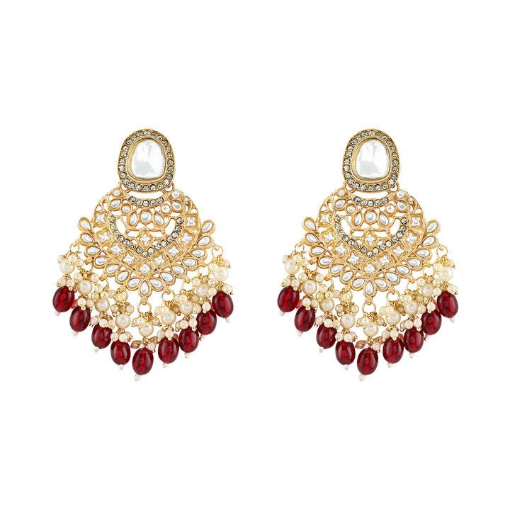 Teejh Aviva Maroon and Gold Earrings
