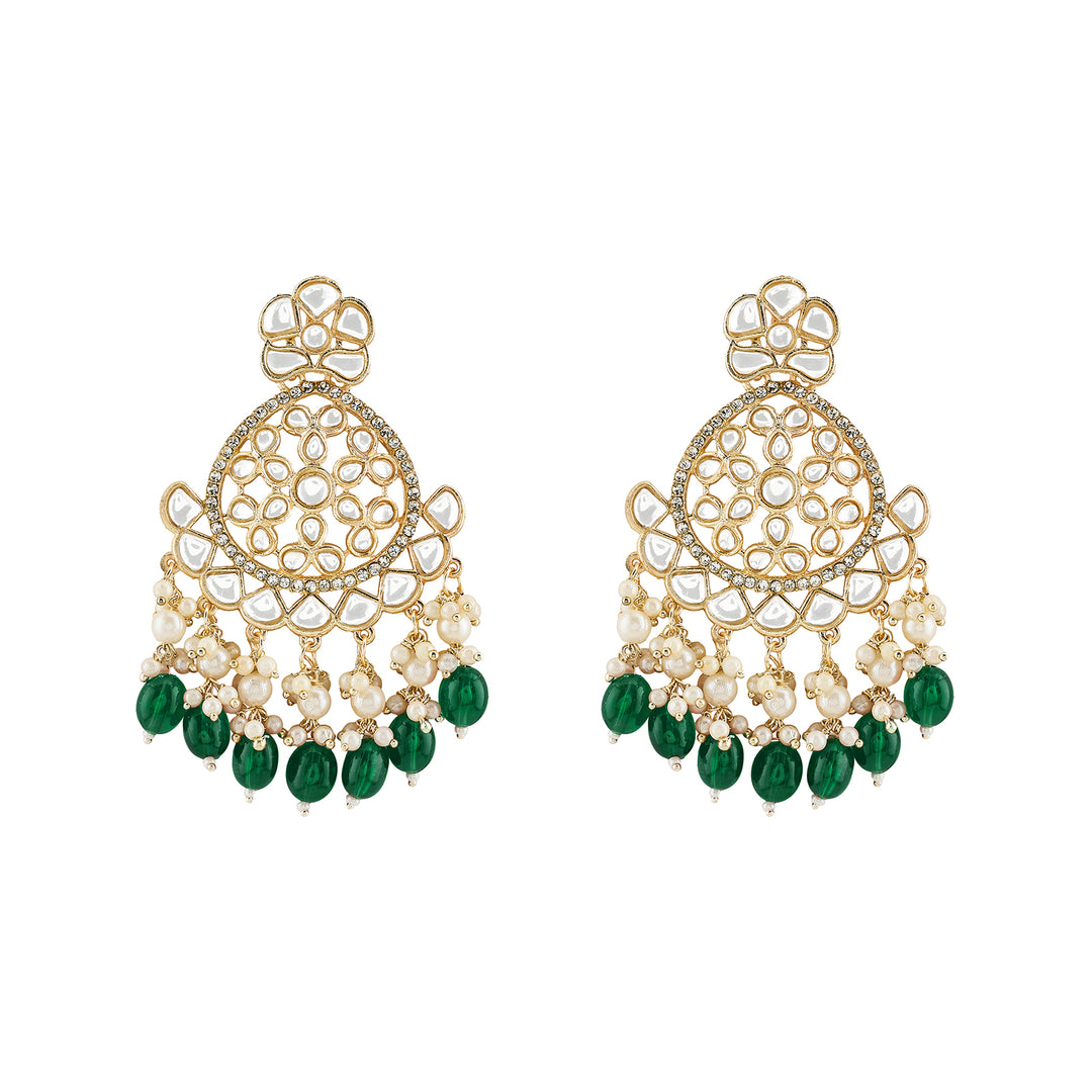Teejh Rosa Green Gold chandbali Earrings