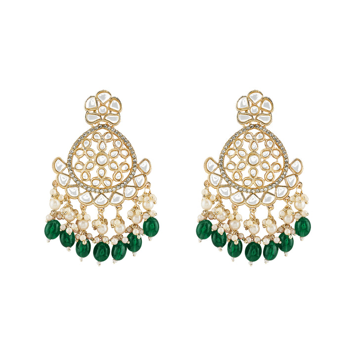 Teejh Rosa Green Gold chandbali Earrings