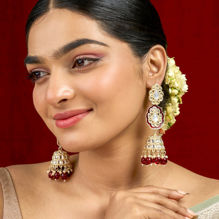 Teejh Seher Maroon Gold Earrings