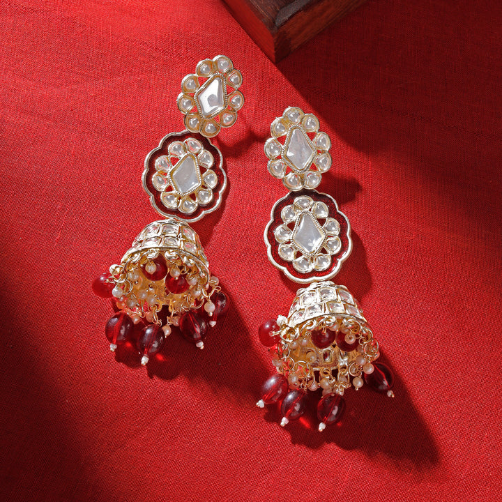 Teejh Seher Maroon Gold Earrings