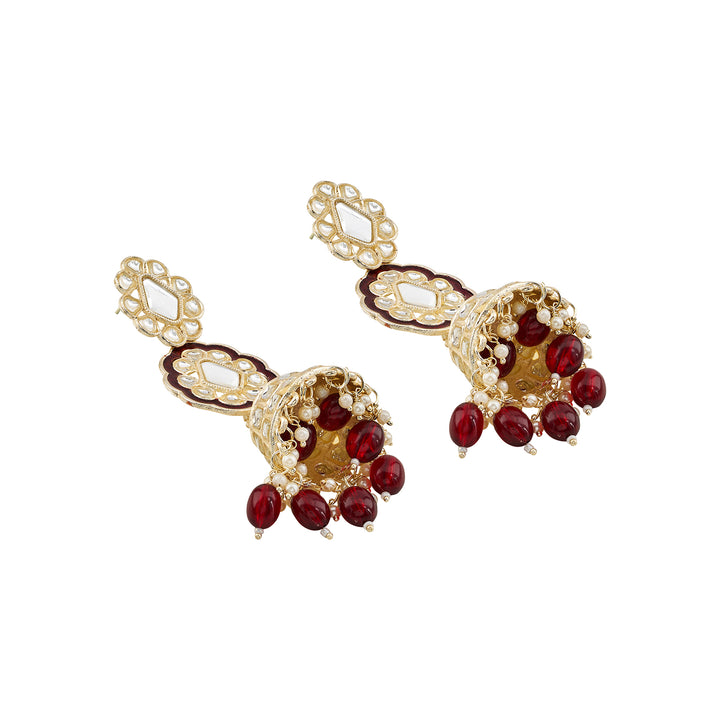 Teejh Seher Maroon Gold Earrings