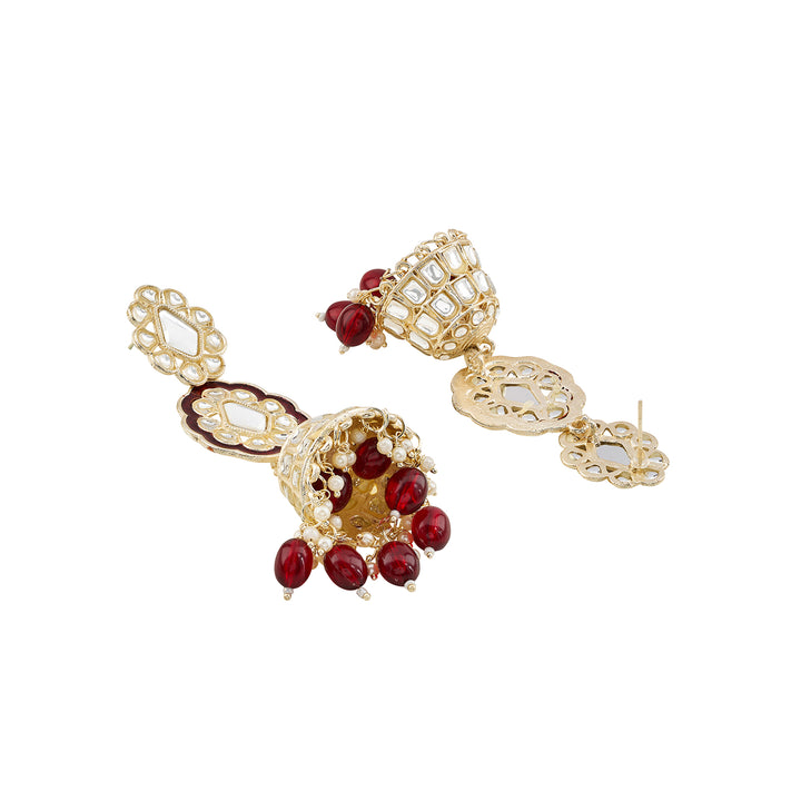 Teejh Seher Maroon Gold Earrings