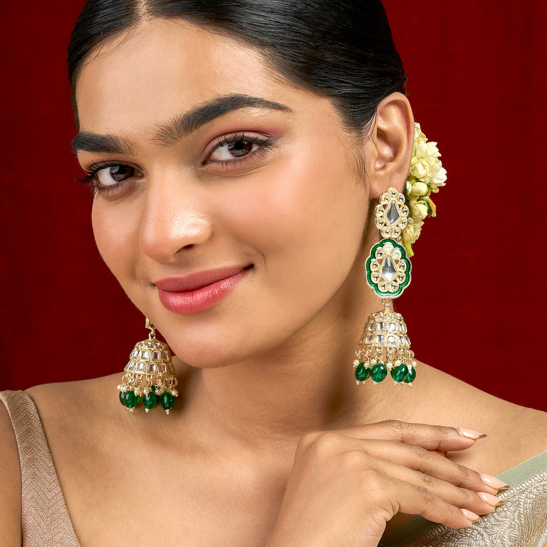 Teejh Seher Green Gold Earrings