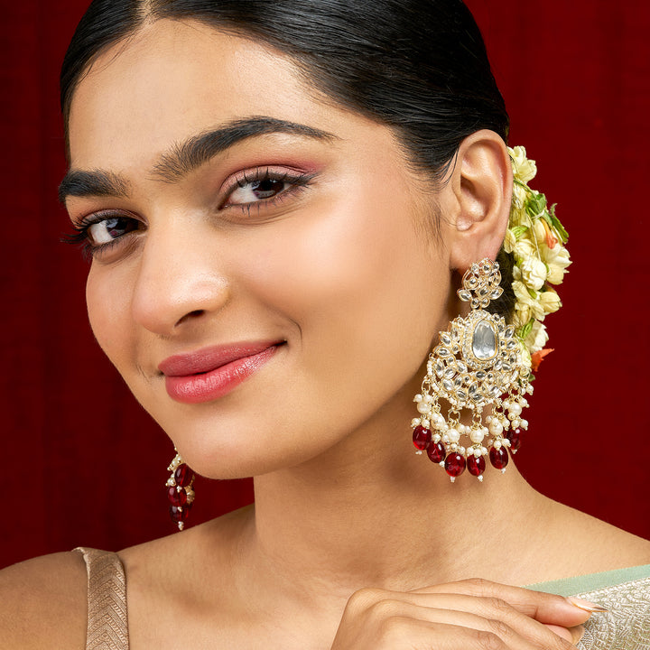 Teejh Sarai Maroon Gold Earrings