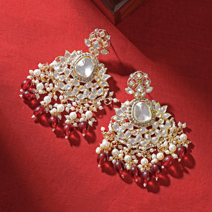 Teejh Sarai Maroon Gold Earrings