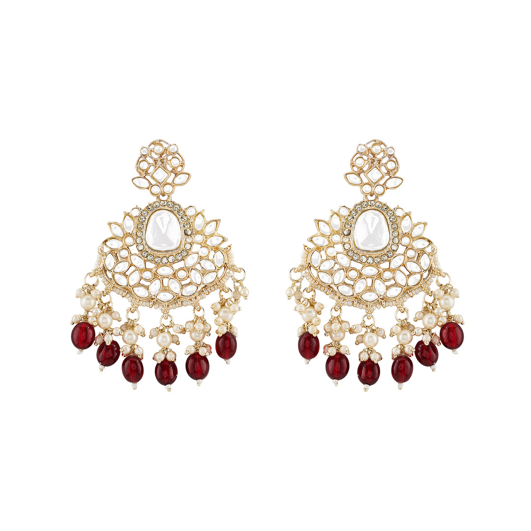 Teejh Sarai Maroon Gold Earrings