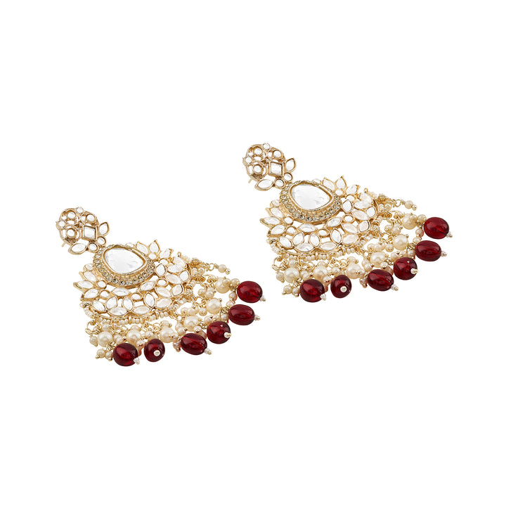 Teejh Sarai Maroon Gold Earrings