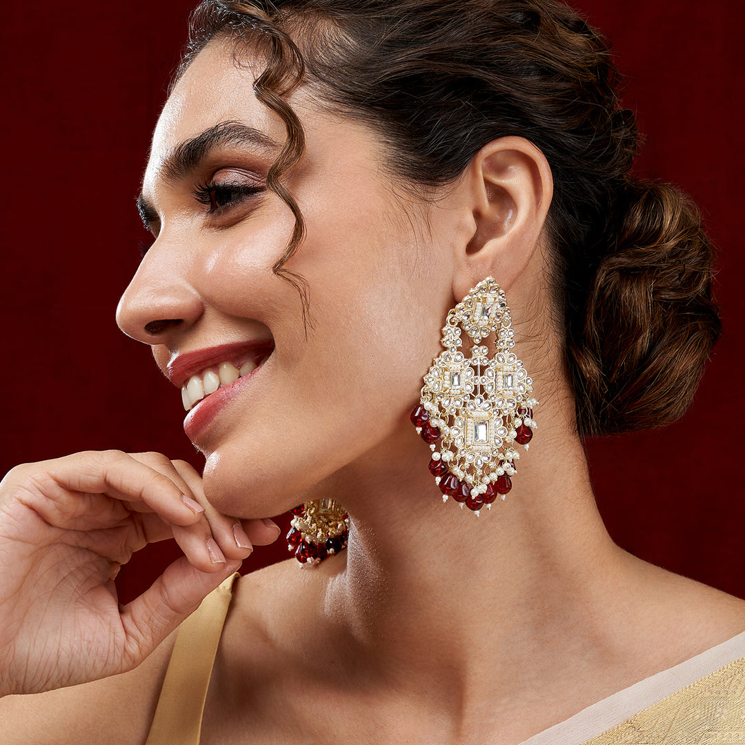Teejh Thea Red Bead Gold Earrings