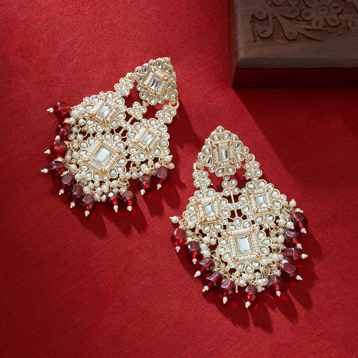 Teejh Thea Red Bead Gold Earrings