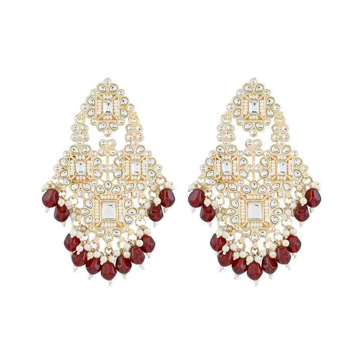 Teejh Thea Red Bead Gold Earrings