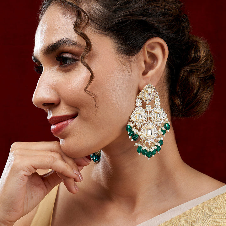 Teejh Thea Green Bead Gold Earrings