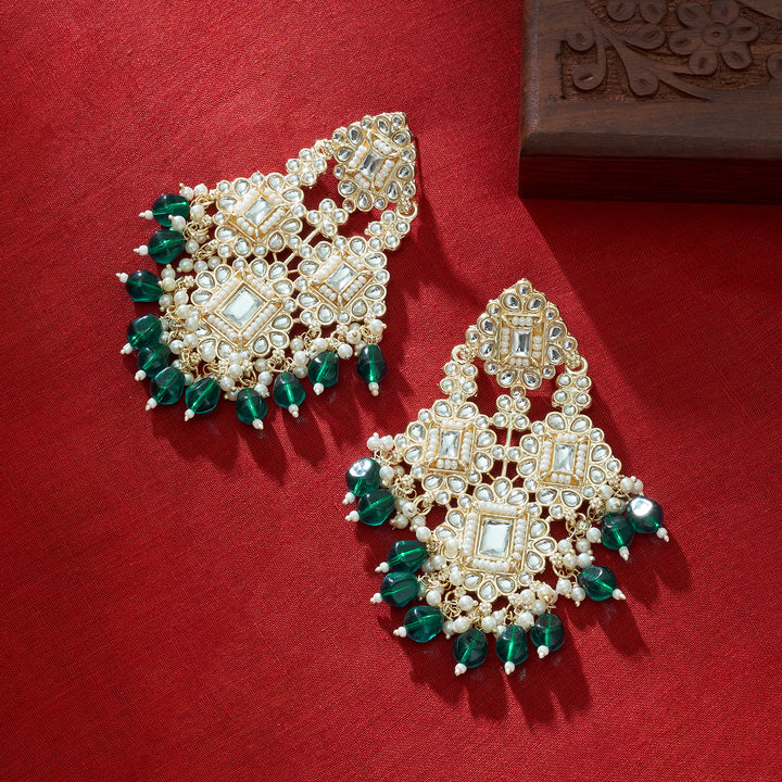 Teejh Thea Green Bead Gold Earrings