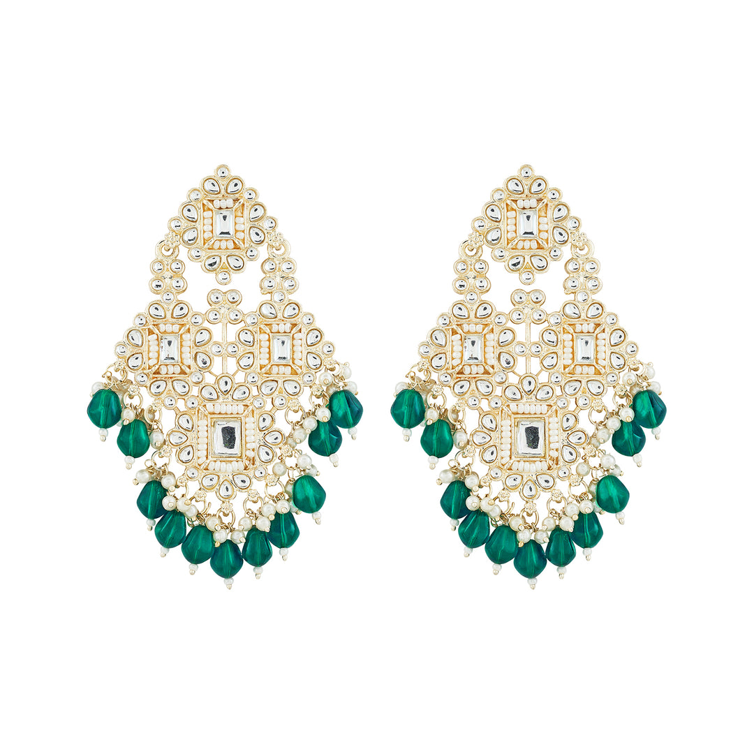 Teejh Thea Green Bead Gold Earrings