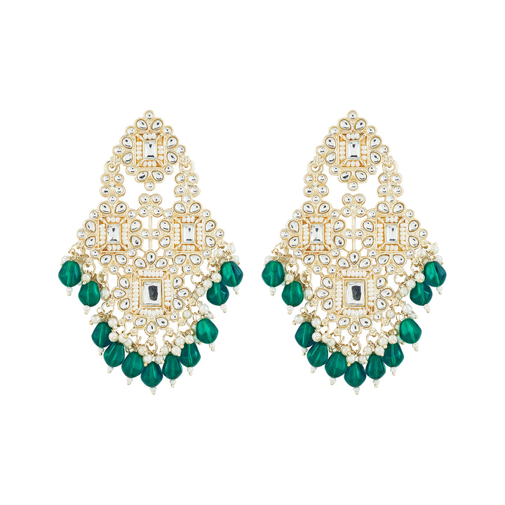 Teejh Thea Green Bead Gold Earrings