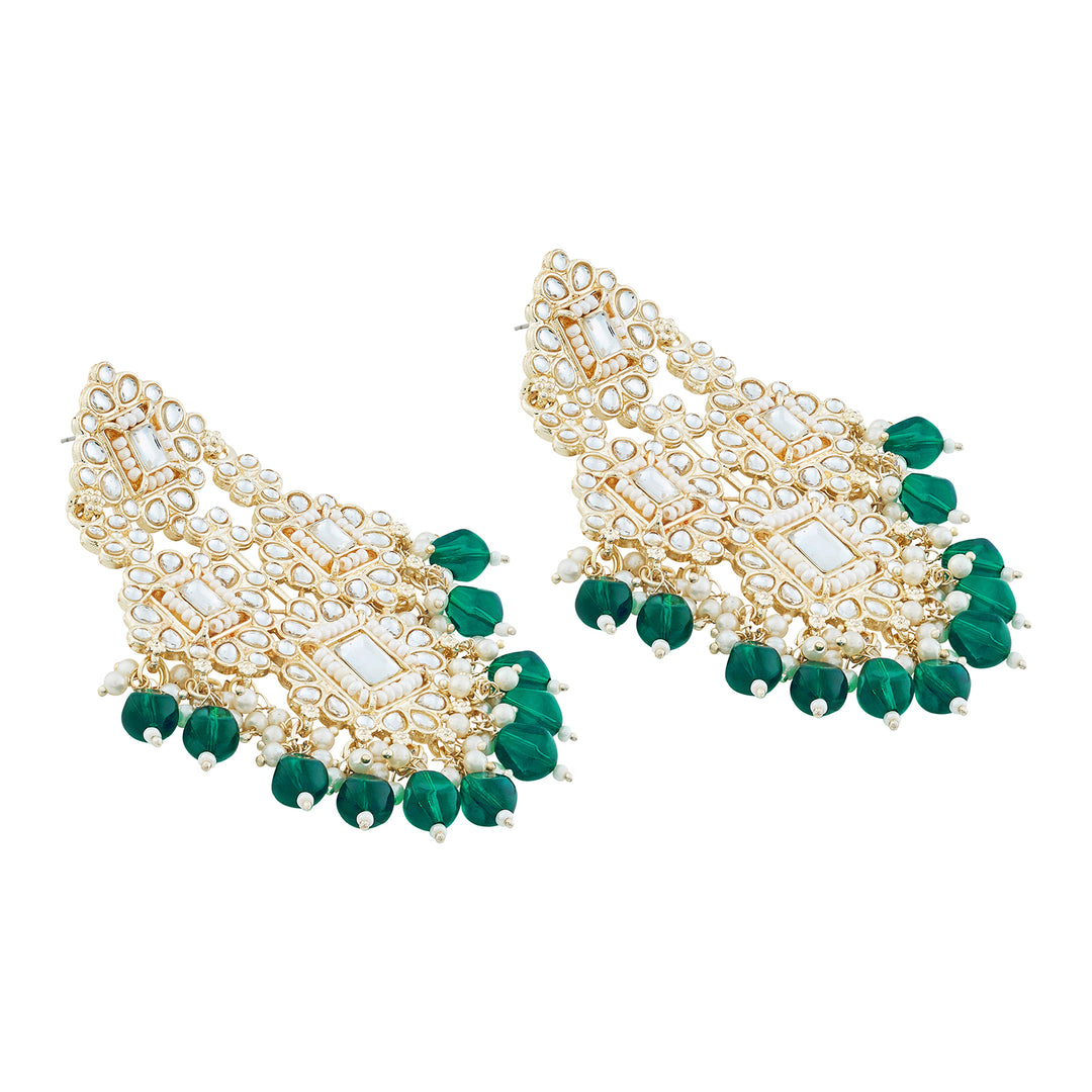 Teejh Thea Green Bead Gold Earrings
