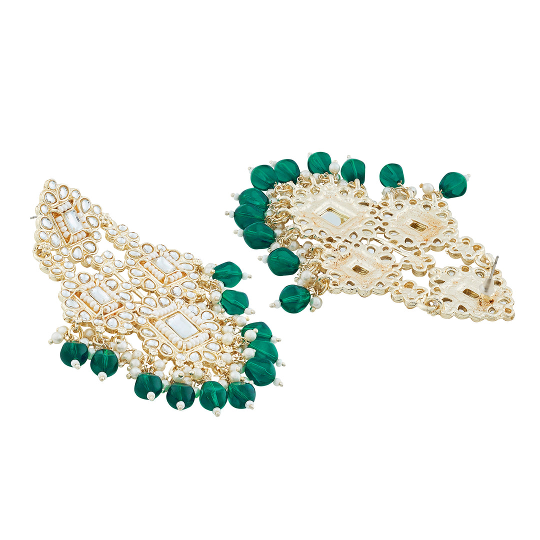Teejh Thea Green Bead Gold Earrings