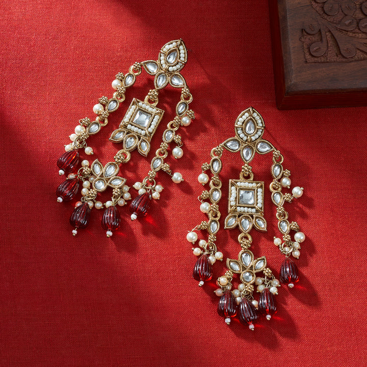 Teejh Zaha Red Bead Gold Earrings