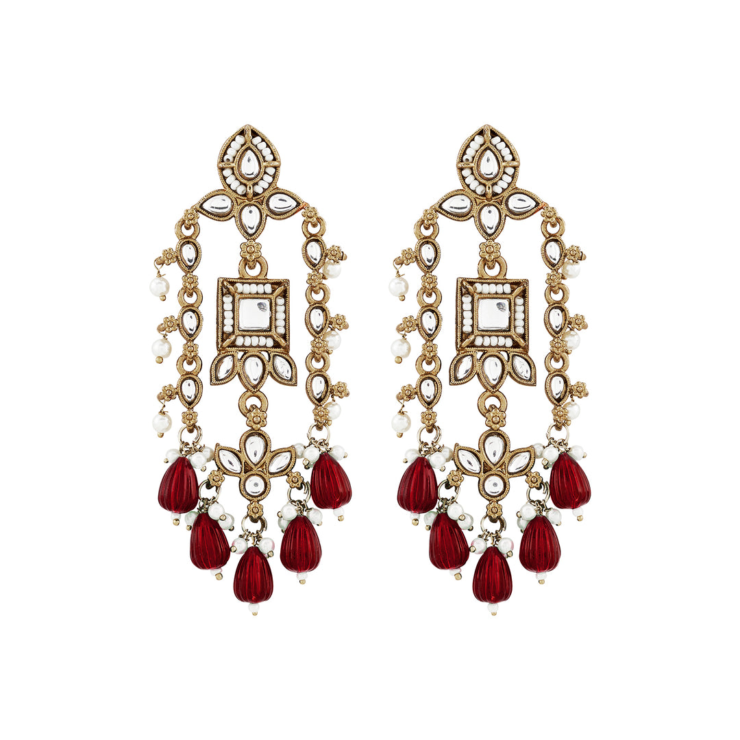 Teejh Zaha Red Bead Gold Earrings