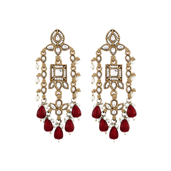 Teejh Zaha Red Bead Gold Earrings