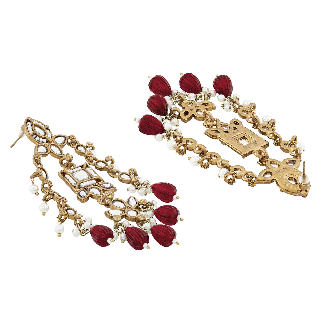Teejh Zaha Red Bead Gold Earrings